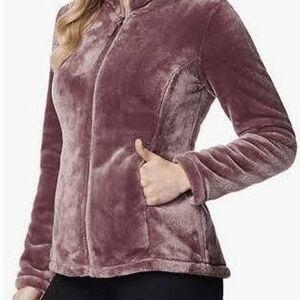 32 Degrees Plush Mauve Fleece Zip-Up Jacket Size: L